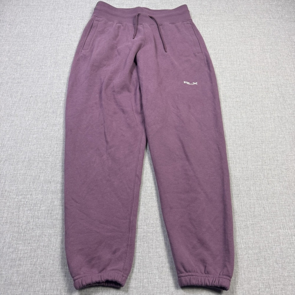 RLX Ralph Lauren Fleece Jogger Sweatpants Womens XS Purple Elastic Waist Pockets